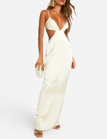
						Rochie lunga Boohoo, ecru