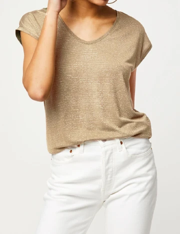 Tricou Pieces, bej