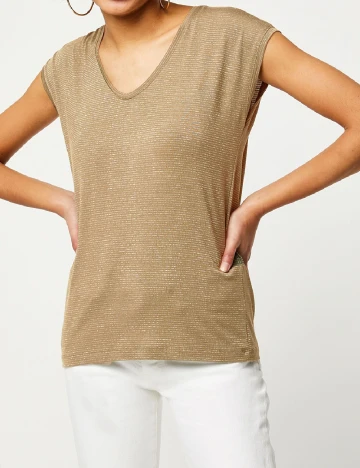 Tricou Pieces, bej