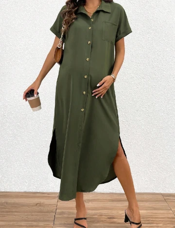 Rochie lunga SHEIN Maternity, verde