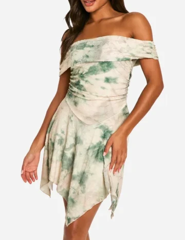 Rochie scurta Boohoo, crem/verde
