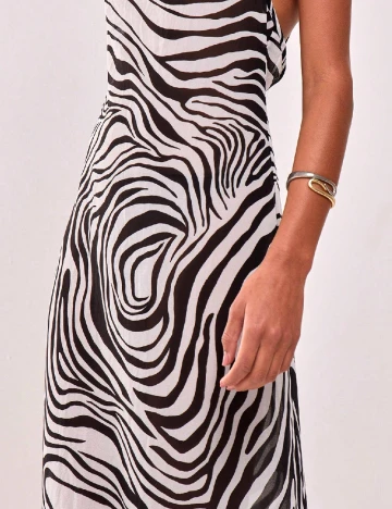 Rochie lunga SHEIN, alb/negru