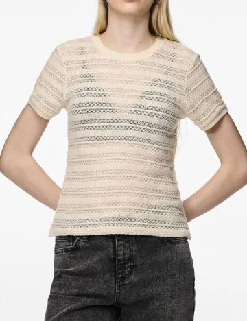 Tricou Pieces, crem