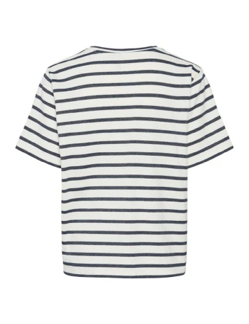 Tricou Pieces, ecru/negru