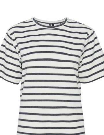 Tricou Pieces, ecru/negru