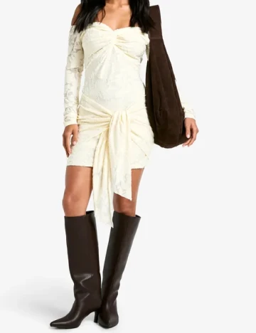 Rochie scurta Boohoo, crem Crem