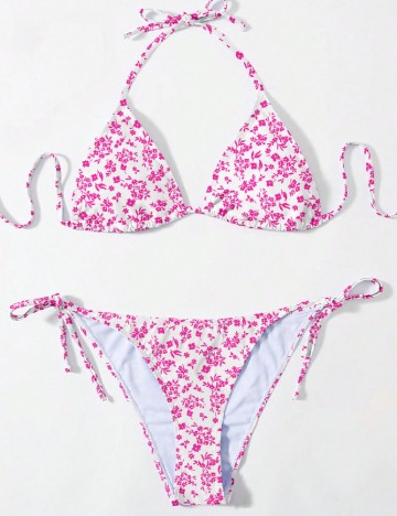 
						Costum de baie SHEIN, alb/roz