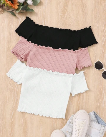 Set topuri 3 bucati Shein Kids, mix culori Mix culori