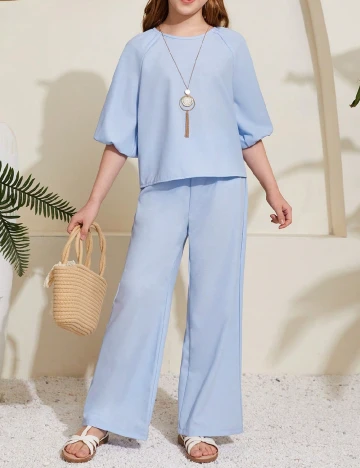 Compleu Shein Kids, bleu Albastru