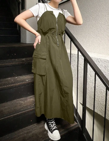 Rochie medie Friful, verde