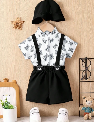 Compleu Shein Kids, alb/negru Negru