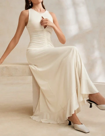 Rochie lunga Anewsta, crem