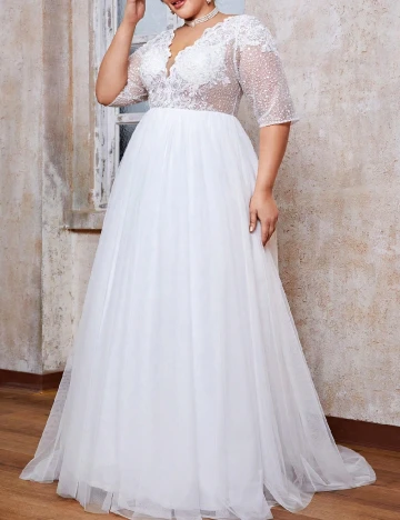 Rochie lunga Mgiacy Plus Size, alb