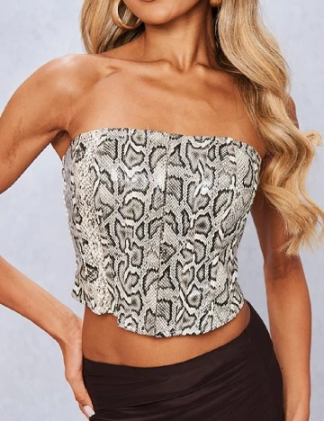 Corset PRETTYLITTLETHING, imprimeu sarpe Animal print