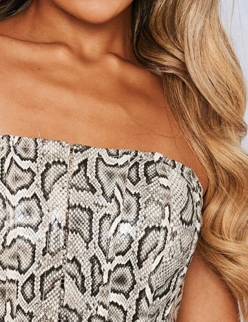 Corset PRETTYLITTLETHING, imprimeu sarpe Animal print