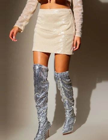 Fusta PRETTYLITTLETHING, crem