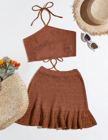 Compleu De Plaja SHEIN, maro