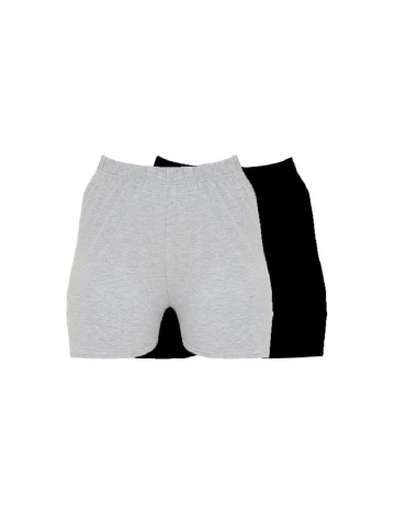 Set Pantaloni scurti 2 perechi PRETTYLITTLETHING, negru/gri Negru