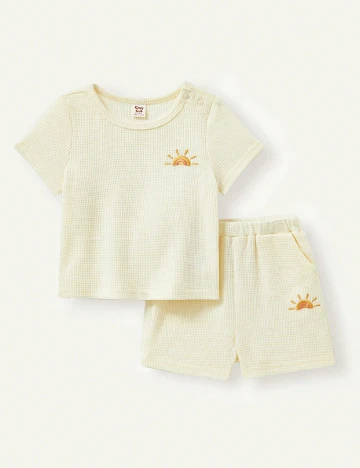 Compleu Shein Kids, galben deschis Galben