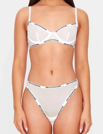 Sutien PRETTYLITTLETHING, alb Alb