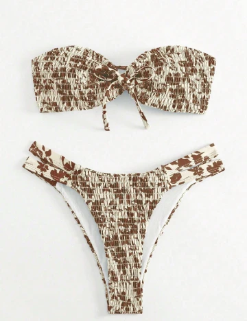 Costum de baie SHEIN, crem/maro