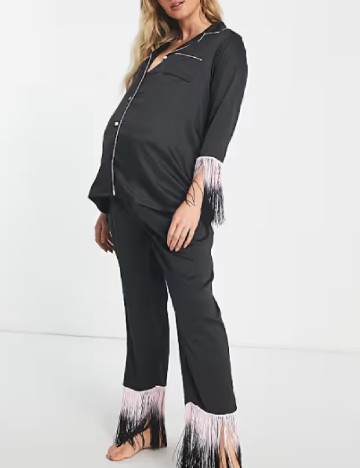 
						Pijama Loungeable Maternity, negru