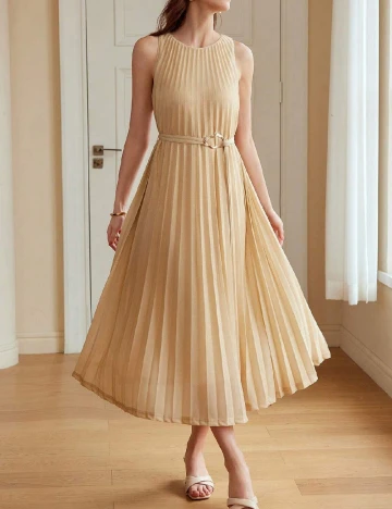 Rochie medie MOTF, crem Crem