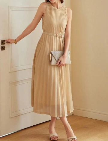 Rochie medie MOTF, crem Crem