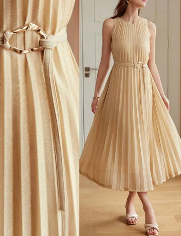 Rochie medie MOTF, crem Crem