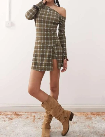 Rochie scurta Reclaimed Vintage, kaki
