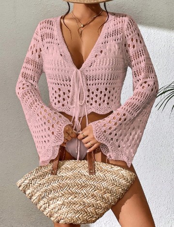 
						Blazer de plaja SHEIN, roz