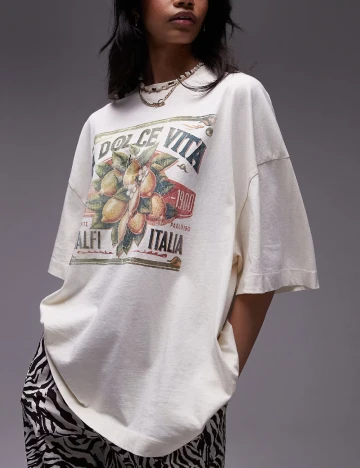 Tricou Top Shop, crem
