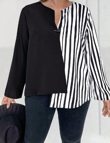 
						Bluza SHEIN CURVE, alb/negru