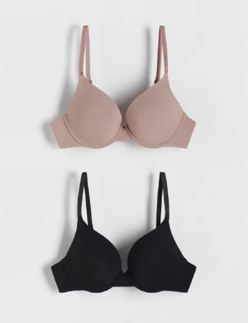 Set sutiene 2 bucati Reserved, negru/roz pudra inchis