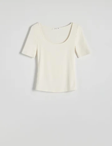 Tricou Reserved, ecru