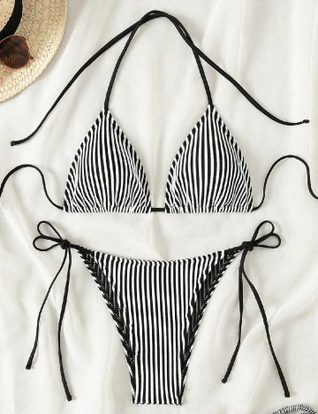 Costum de baie SHEIN, alb/negru