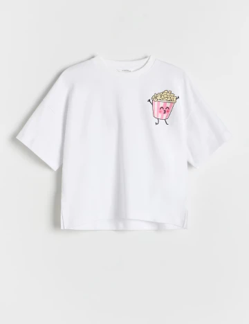 Tricou Reserved, alb Alb