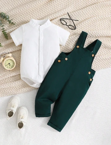 Compleu Shein Kids, alb/verde Alb