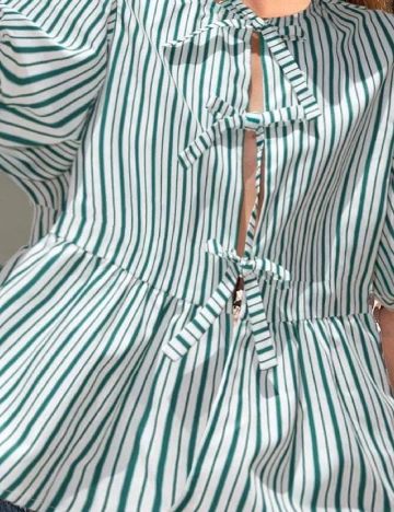 Bluza SHEIN, alb/verde Verde
