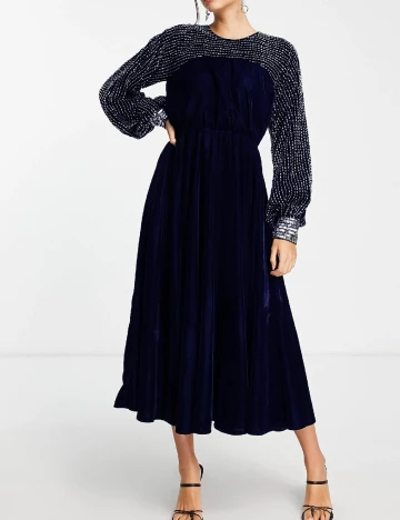 Rochie medie ASOS, bleumarin inchis