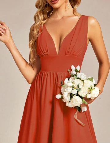 Rochie lunga Ever-Pretty, caramiziu