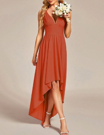 Rochie lunga Ever-Pretty, caramiziu