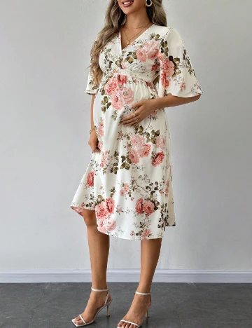 Rochie medie SHEIN Maternity, crem Crem
