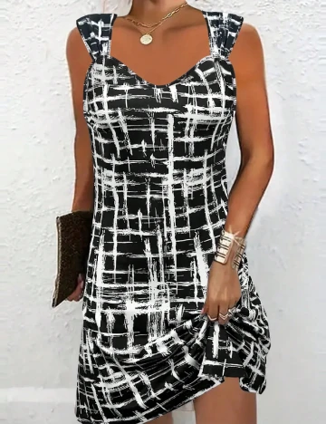 Rochie scurta SHEIN, alb/negru Negru
