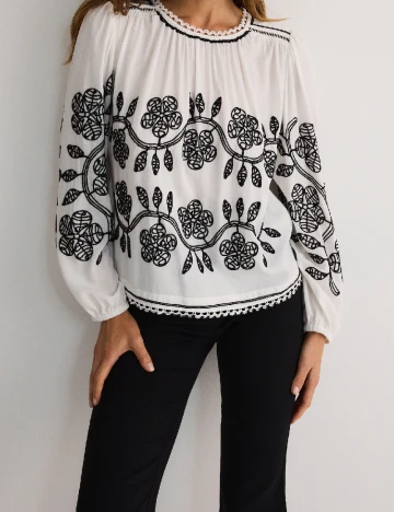 Bluza Reserved, alb/negru Alb