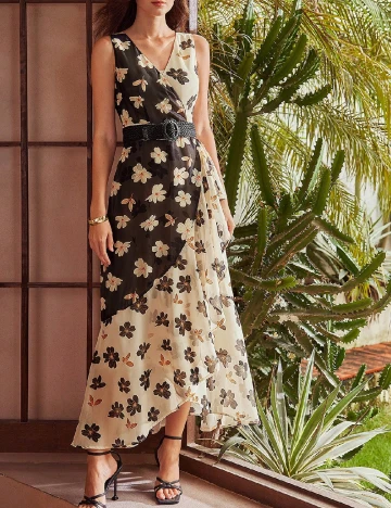 Rochie medie MOTF, crem Crem