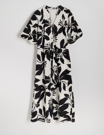 Rochie medie Reserved, alb/negru