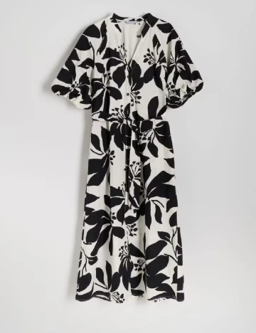 Rochie medie Reserved, alb/negru