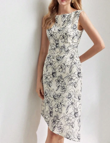 Rochie medie MOTF, crem Crem