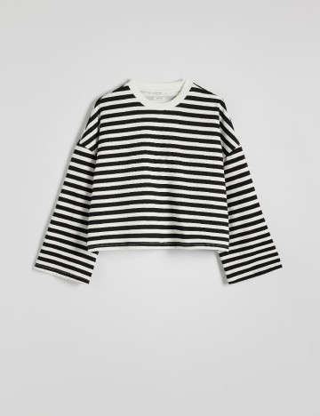 Bluza Oversize Reserved, alb/negru